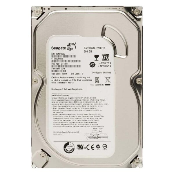 Seagate Barracuda 500GB 7200.12 Hard Disk Usato per Desktop